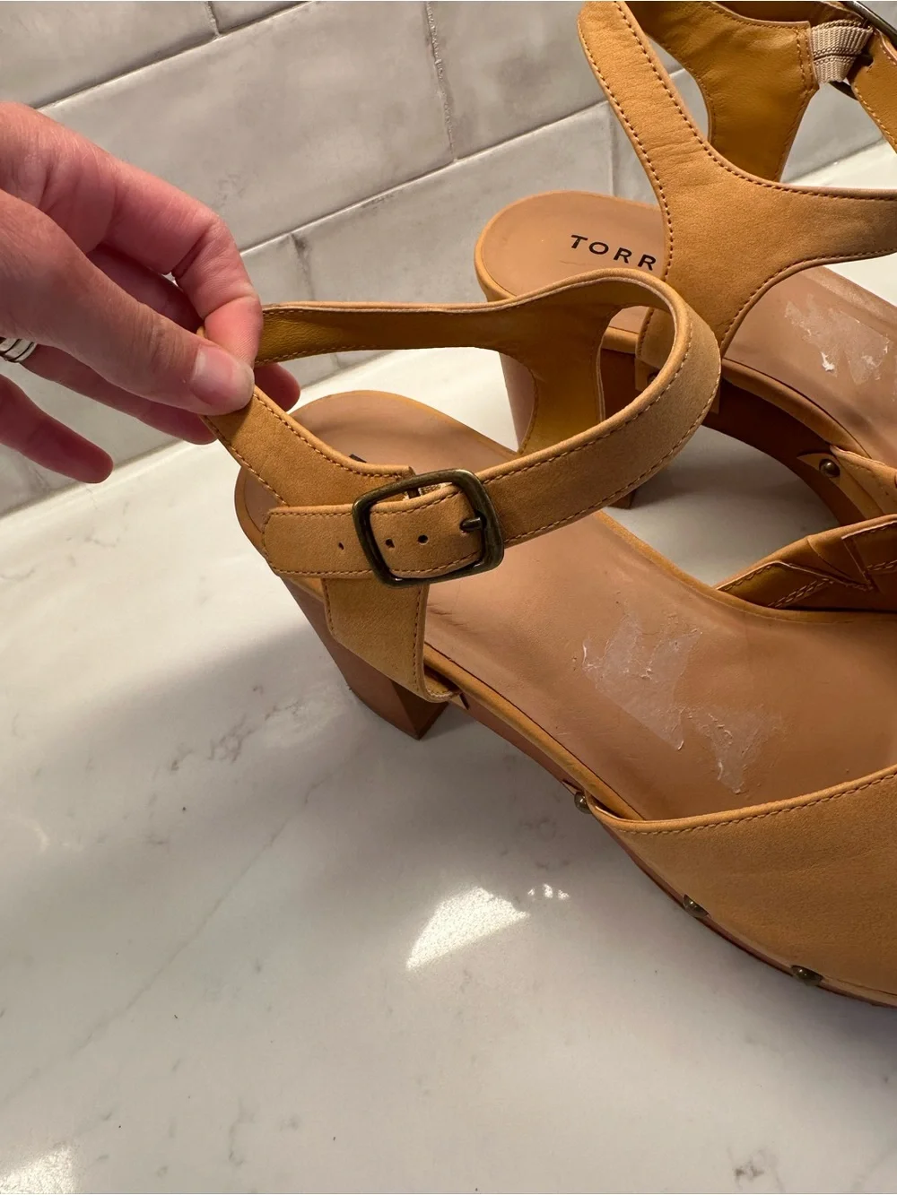 SOLD Torrid Studded Platform Clog Strappy Sandals Block Heel Tan Women’s Size 11 - Picture 6 of 7